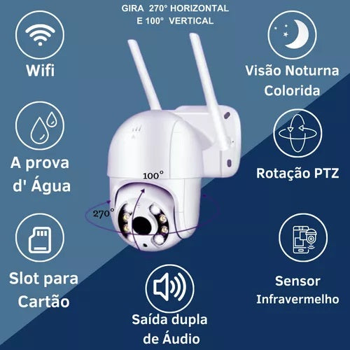 Câmera Drome A8 Wifi Full DH 1080p à Prova D'água Com Sensor de Movimento + Brinde Cartão de Memória 128gb